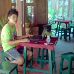 Mr Ong using Laptop