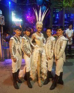 Ram Bar show Chiang Mai - gay boys in white costumes with sequins