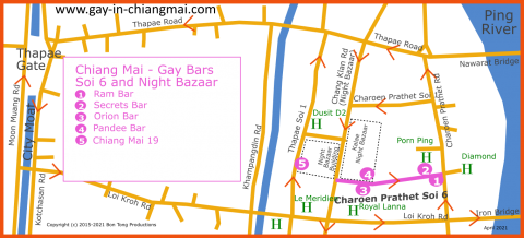 Chiang Mai Gay Map - Night Bazaar April 2021
