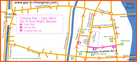 Chiang Mai Gay Map - Night Bazaar February 2022