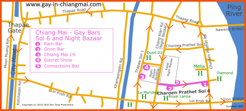 Chiang Mai Gay Map - Night Bazaar December 2022