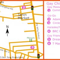 Gay Map showing LGBTQ+ friendly bars and massage in Chang Puek district of Chiang Mai
